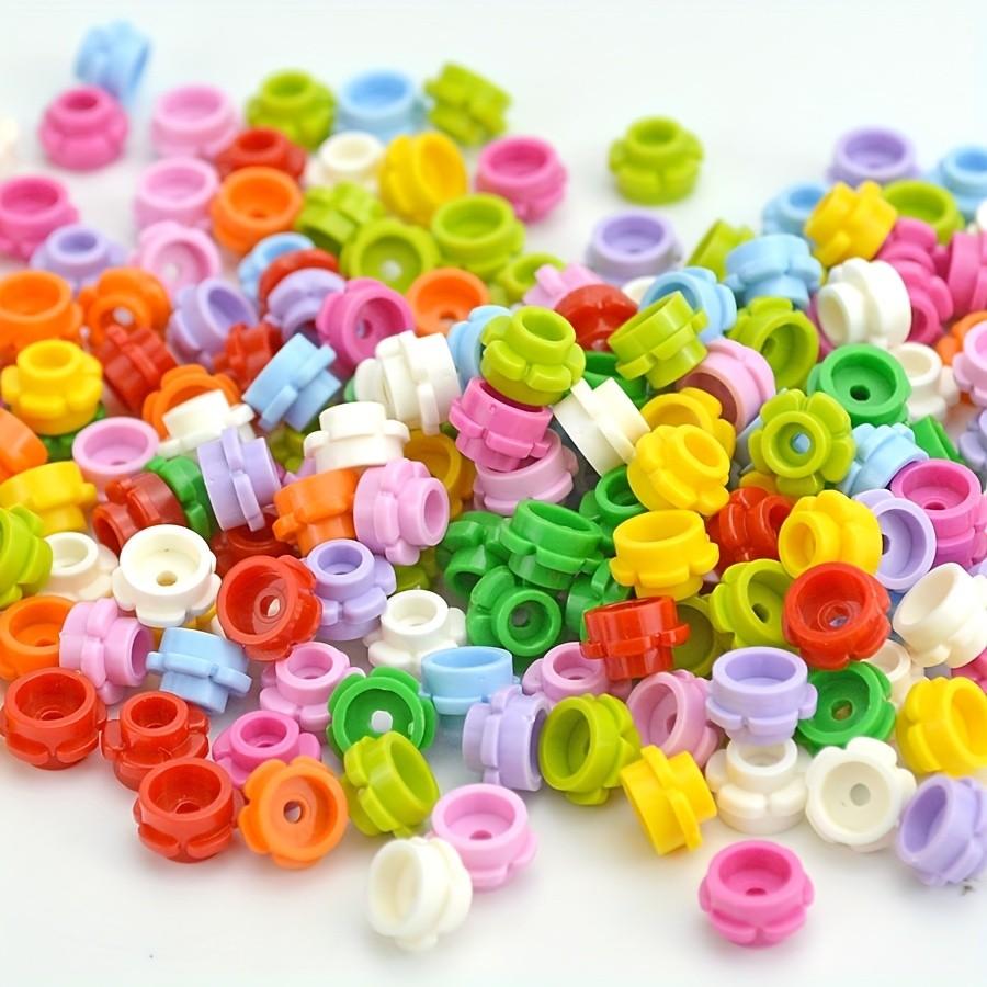 300PCS Round 1x1 with Flower Building Blocks 5 Petals Brick Particle Educational Toys Birthday Kid Gift