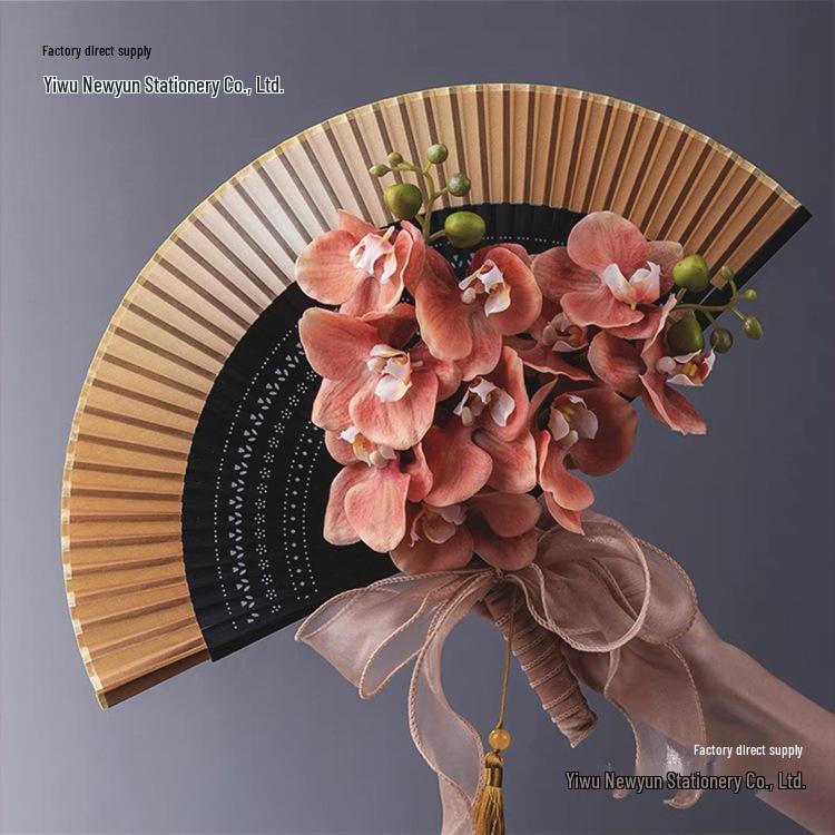 New Chinese Style Bride Folding Fan Bouquet for Engagement or Robe Accessory