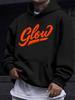 American/European Style unisex Autumn/Winter Printed Hoodie Long-Sleeve Sweatshirt, Glow Orange-Red Artistic Floral Print Hooded Sweatshirt, Smooth Vi