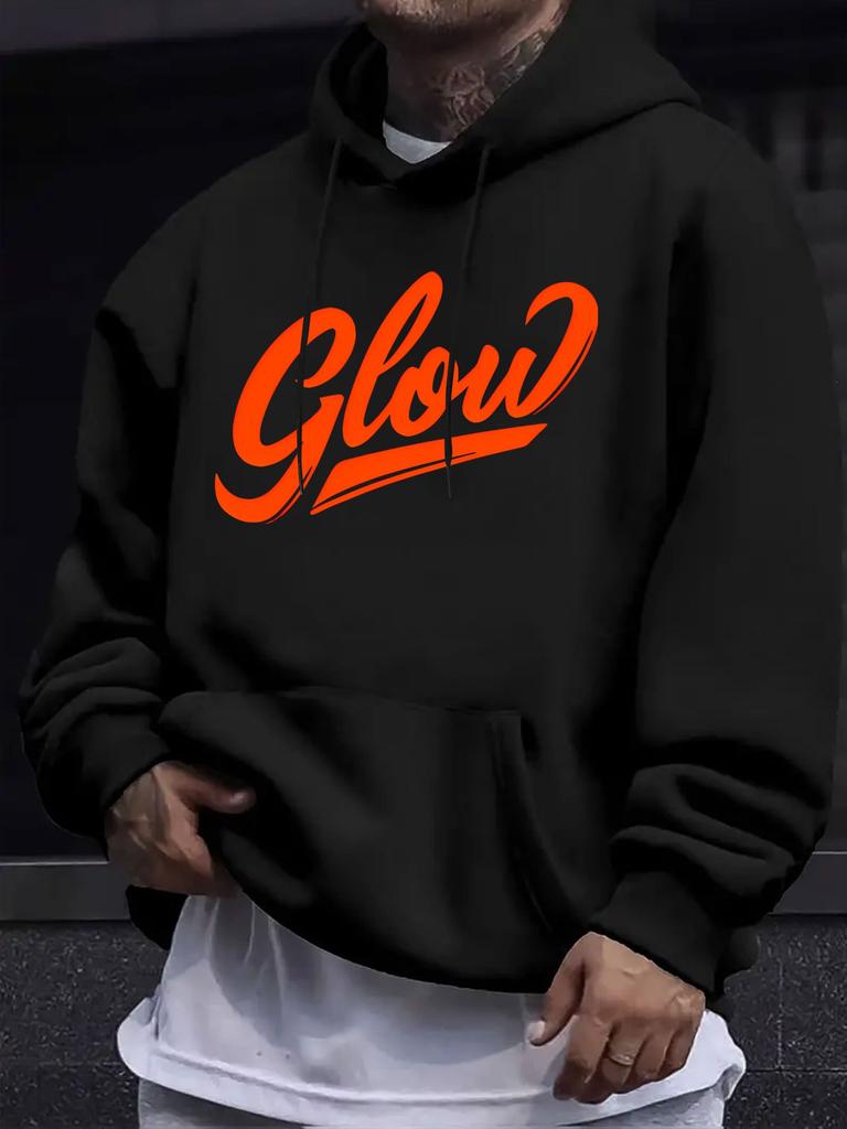 American/European Style unisex Autumn/Winter Printed Hoodie Long-Sleeve Sweatshirt, Glow Orange-Red Artistic Floral Print Hooded Sweatshirt, Smooth Vi