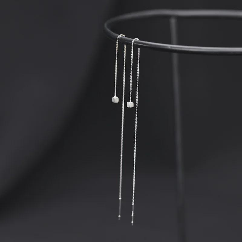 Quastenohrringe aus S925er Sterlingsilber für Damen – elegant, schlank und leicht für runde Gesichter