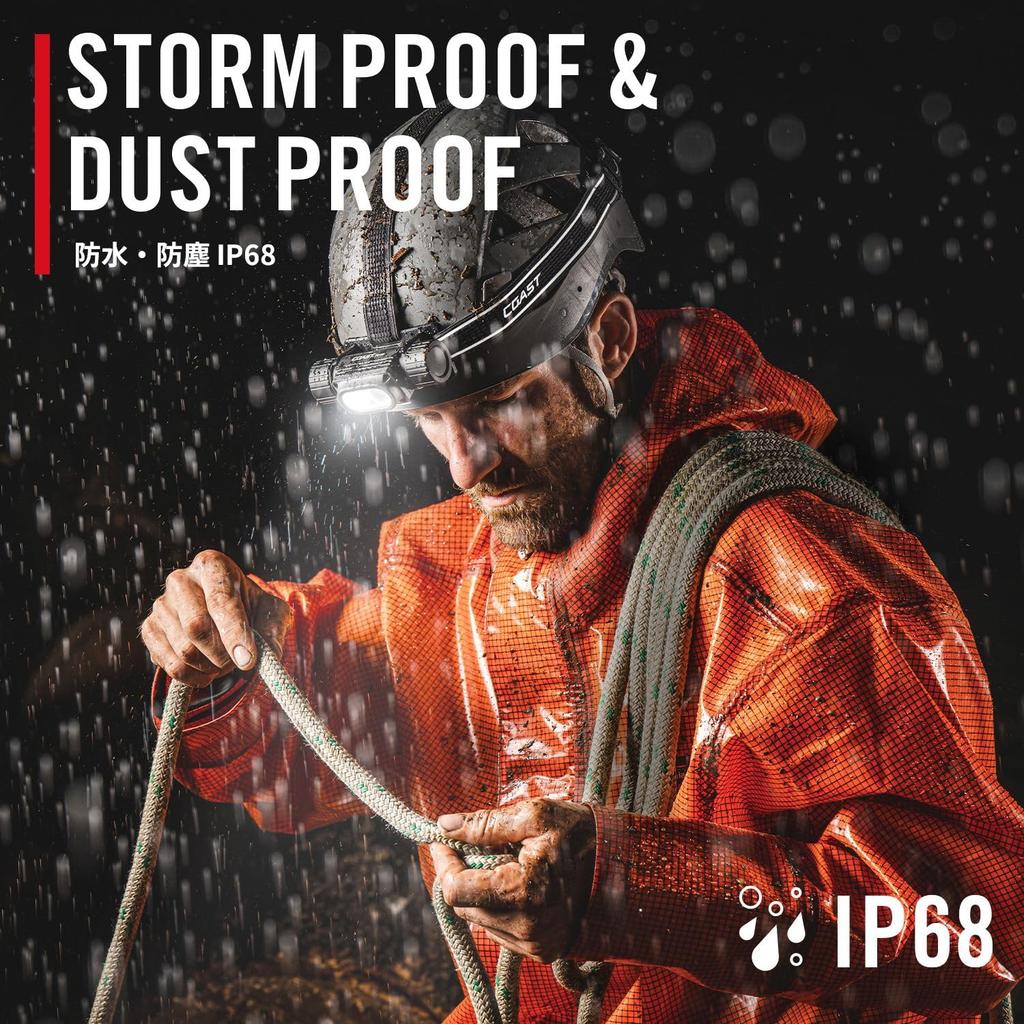 COAST WPH34R LED 2000lm Maximum Luminous IP68 Waterproof and 5m Water Resistance Headlamp, Output, Dustproof, [Official Import]