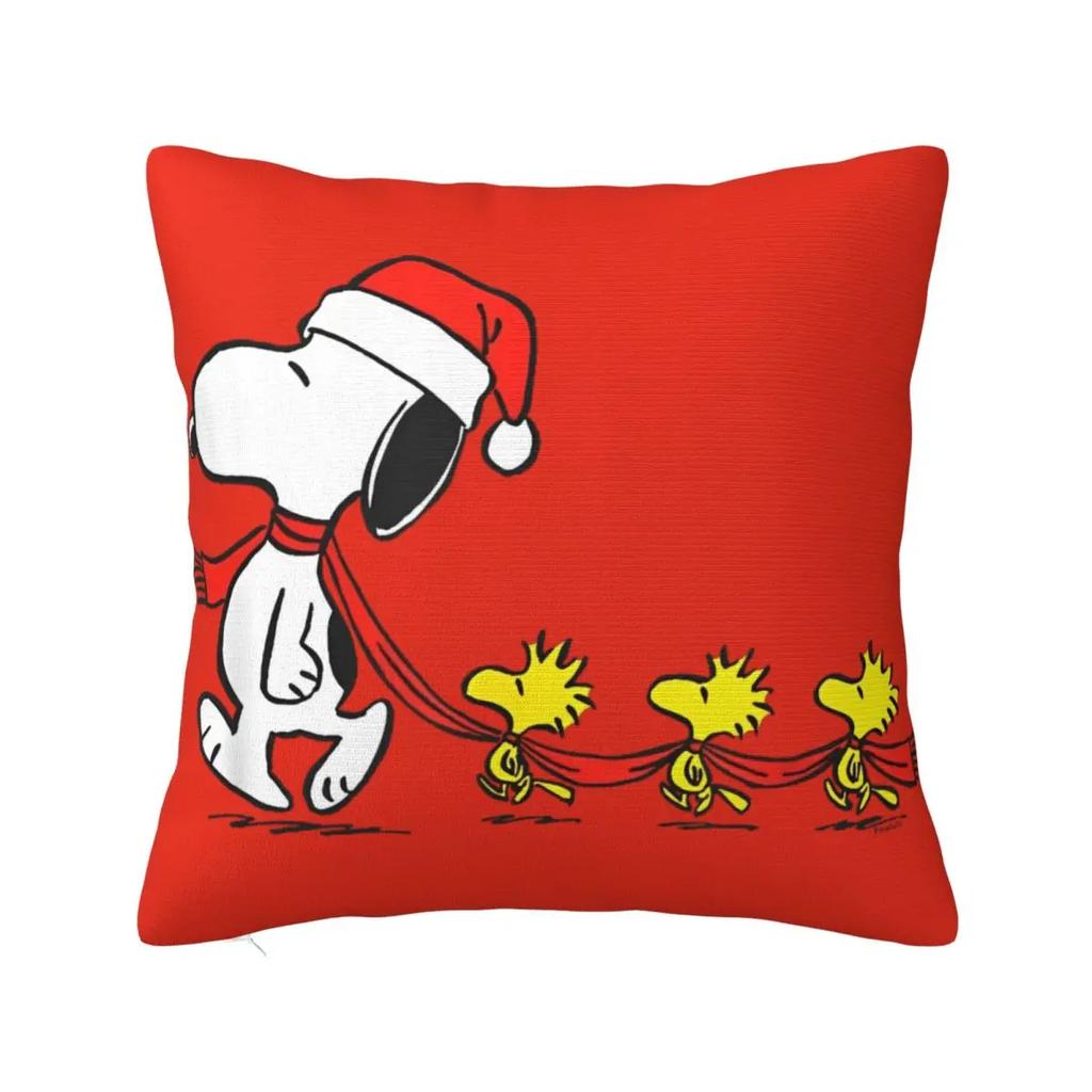 Holiday Snoopy Woodstock Stocking Pillow Case Cushion Cover Polyester Pillow Cover Cute Fun Pillowcases For Living Room Chair