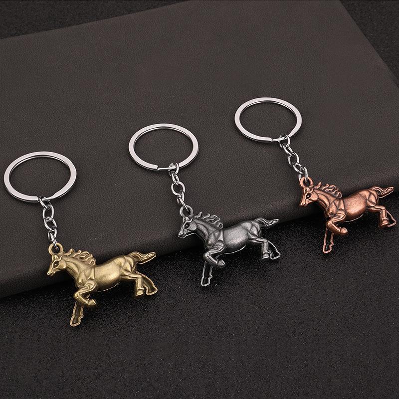 The Year Of The Horse Metal Keychain Personalized Creative Car Keyring Mascot Pony Pendant Backpack Hanging Gift