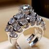 Exquisite Copper Color Inlaid White CZ Women's Set of Rings Geometry Daily Wear Party Zircon