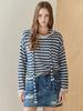 MAXZA Damaged Stripe Scarf Knit Pullover