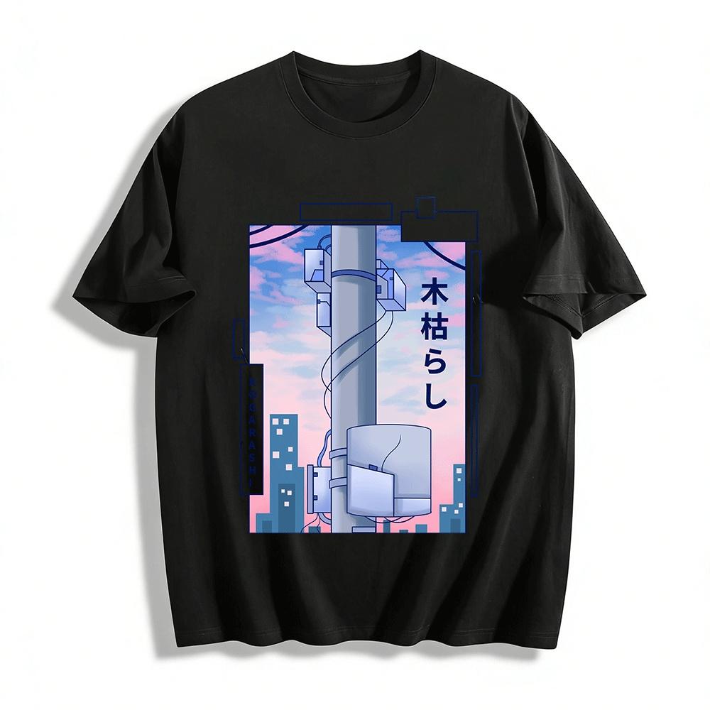 

Japanese Urban Style Kogarashi Graphic Top Pure cotton T-shirt XXS