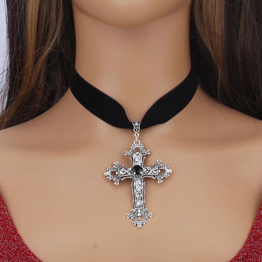 Rhinestone Cross Pendant Necklace Fashion Collar Necklace Jewelry for Women Girl