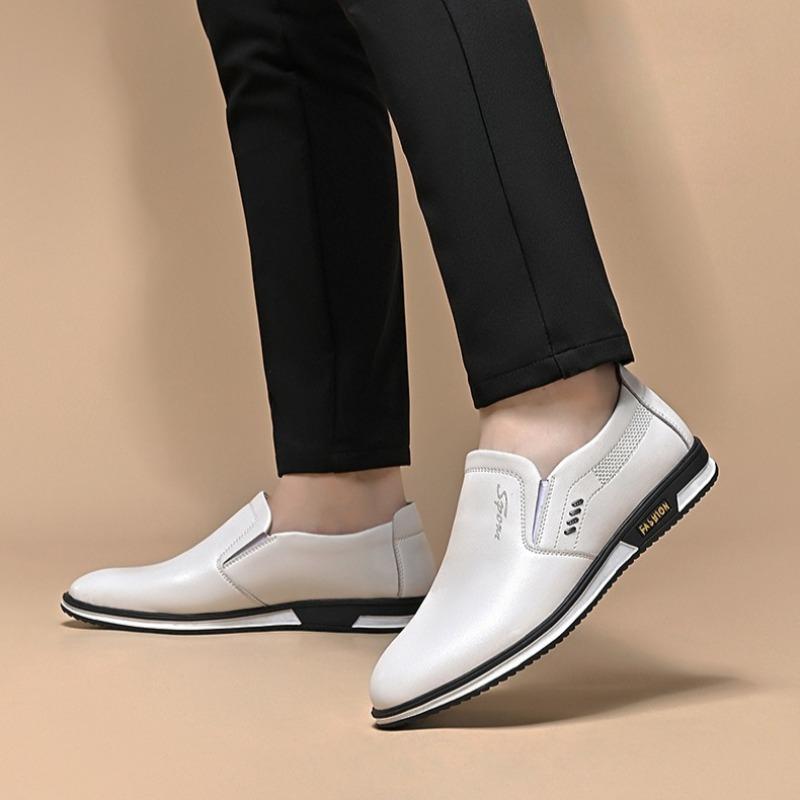 Fashion White Leather Shoes for Men in The Summer of 2025new Breathable Hollowed Dress Shoes Men Men Driving Shoes British Leather Shoe