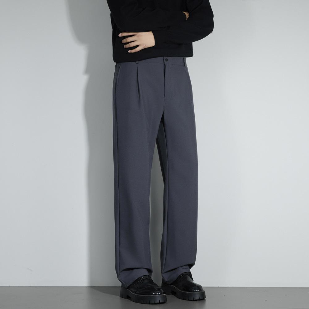 Black Suit Pants Men's Summer Drape Loose Straight Pants Trendy High-end Casual Wide-leg Trousers