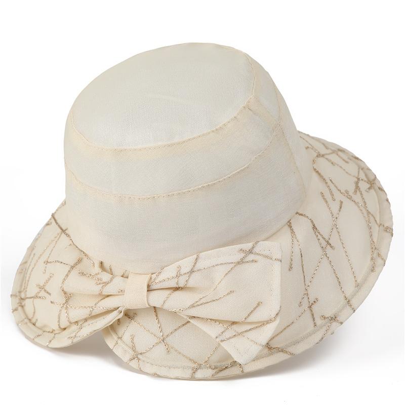 

Женская весенне-летняя новая шляпа-панама от солнца, дышащая, с бантом M（56-58cm） бежевый