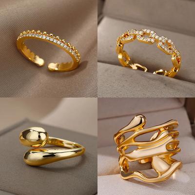 Koreanische Mode Verstellbare Edelstahlringe für Damen Einfache Verlobungs-Eheringe Modeschmuck Accessoires Geschenk