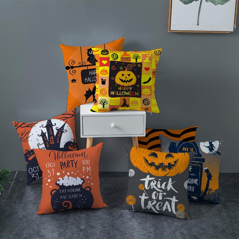 Halloween Pumpkin Pillowcase Decorative Sofa Cushion Case Bed Pillow Cover Home Decor Car Cushion Cover Cute Pillow Case 45*45cm