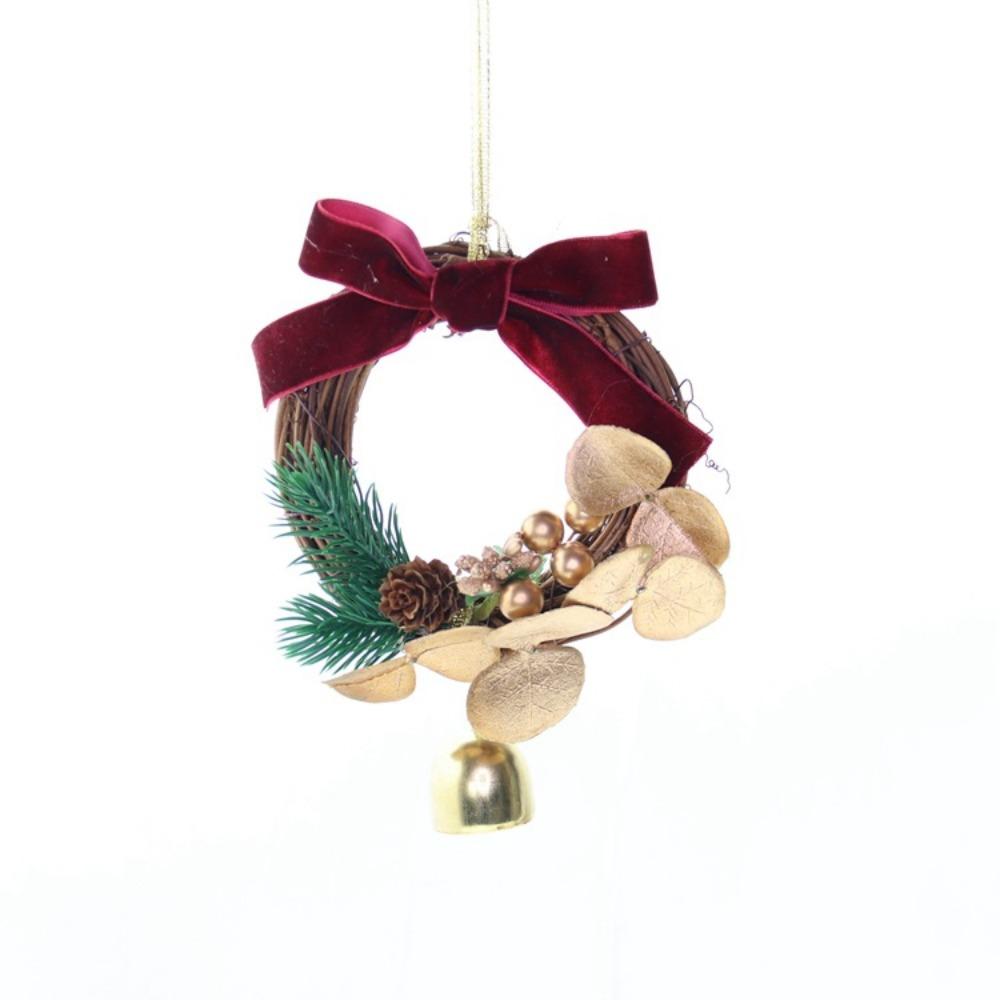 Velvet Bow Christmas Bell Wreath Creative Christmas Bell Pendant  Xmas Party Supplies