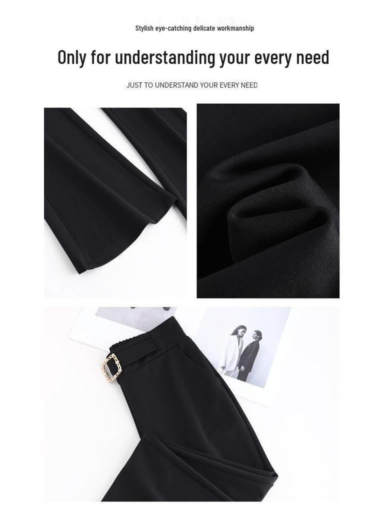 Women's High-Waisted Micro-Flare Pants: Stretchy, Slimming, Plus Size, Versatile, Drapey, Body-Hugging, Leg-Lengthening, Spring/Autumn Style.