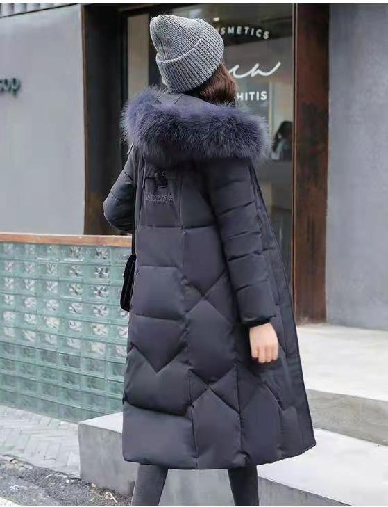 Women's Cotton-padded Clothes Are New In Winter, Fashionable, Waist-closed, Thin, Thickened and Long, Over-knee Fur Collar.