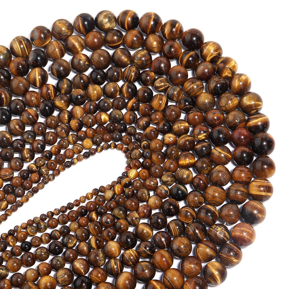 1 Strand 4 6 8 10 12 14mm Natural Yellow Tiger Eye Stone Beads Smooth Round Loose Beads For Jewelry Making DIY Necklace Bracelet