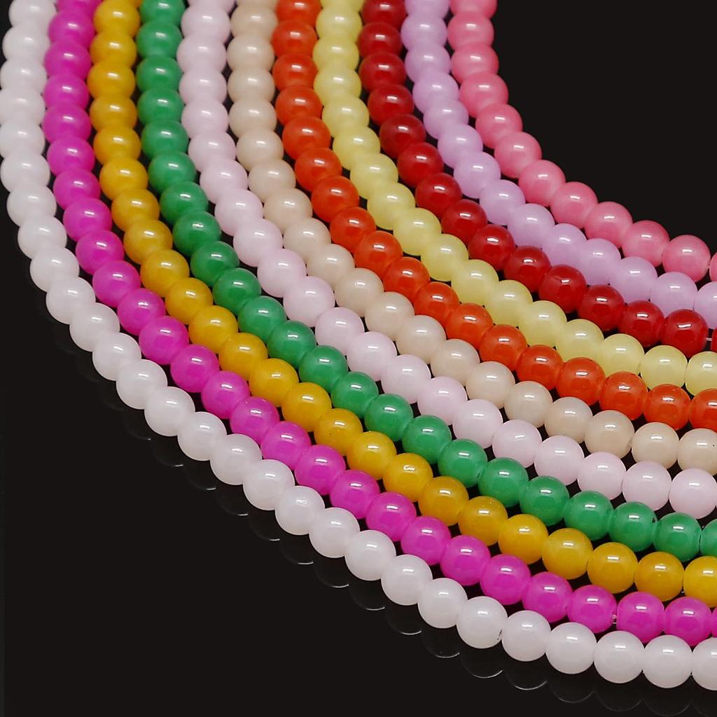 1 faixa/pacote 4/6/8/10mm contas de vidro multicoloridas faça você mesmo pulseira colar brincos acessórios de joias