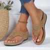 Women's Floral Wedge Thong Sandals Comfortable Non-Slip Casual Summer Shoes Slippers