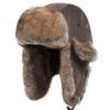 Janey & Rubbins Pilot Cap, Russian Hat with Ear Flaps, Winter Fur Lining, Skiing, Outdoor Activities, Unisex (Size L, Brown Leather)