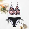 Women's Swimwear Sexy Printed Halter Neck Bikini Suit Side Tie High Waist Swimsuit Beachwear