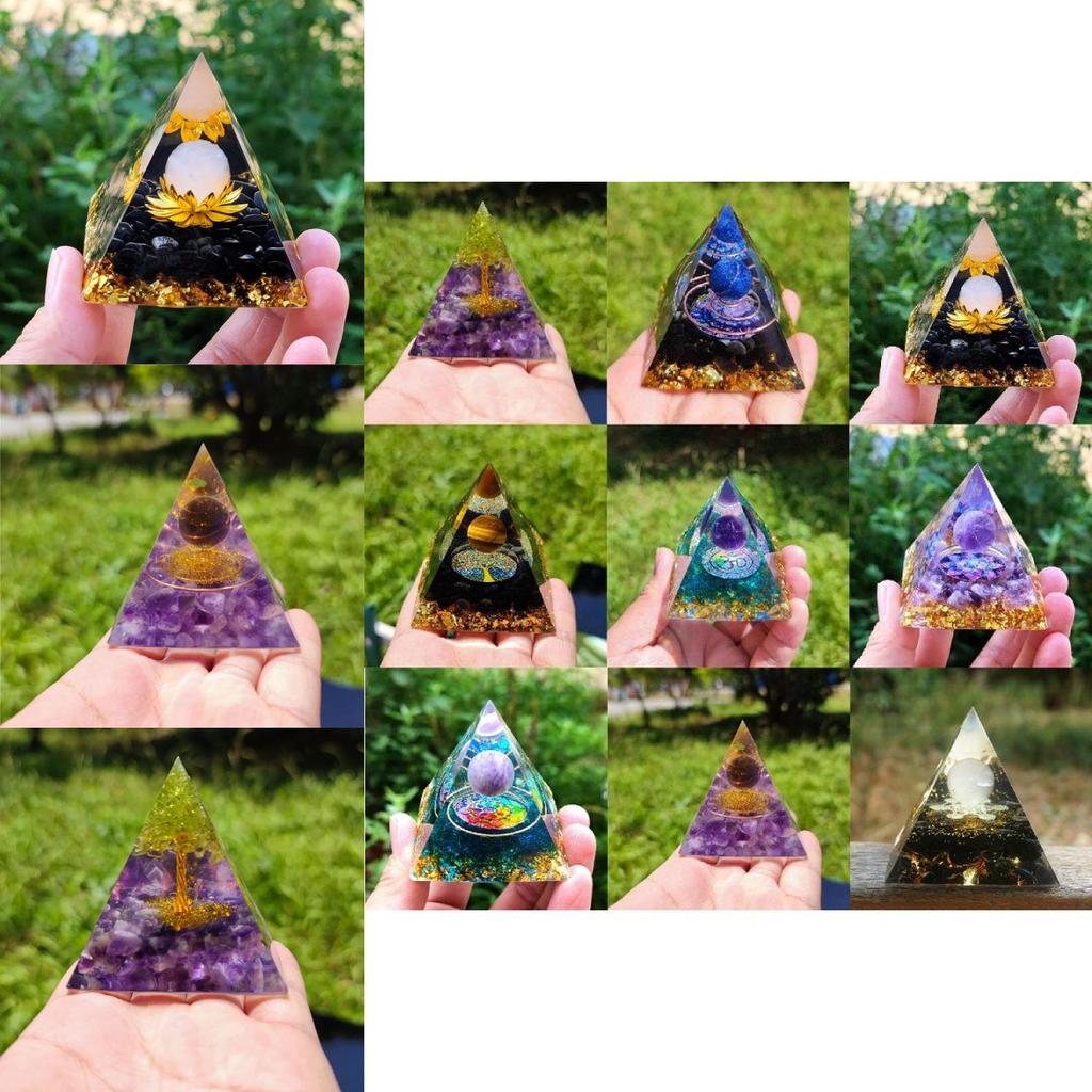 Amethyst Pyramid Crystal Healing Orgonite Chakra Energy Home Decor With Unique Handmade Design