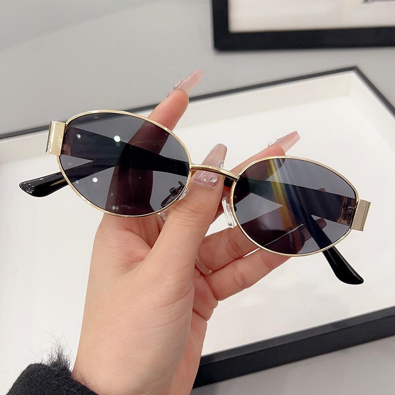 Retro Metal Frame Oval Sunglasses for Women Men Designer UV400 Luxury Small Sun Glasses Driving Aviation Shades