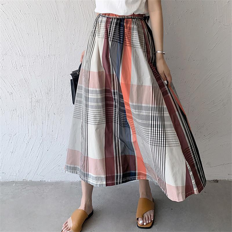 Tooxika New Women's Half Skirt Popular Fashion Plaid Large Swing Skirt