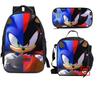 Sonic Primary School Student Schoolbag Three-Piece Set, Animation Cartoon Backpack, Shoulder Bag Pencil Case