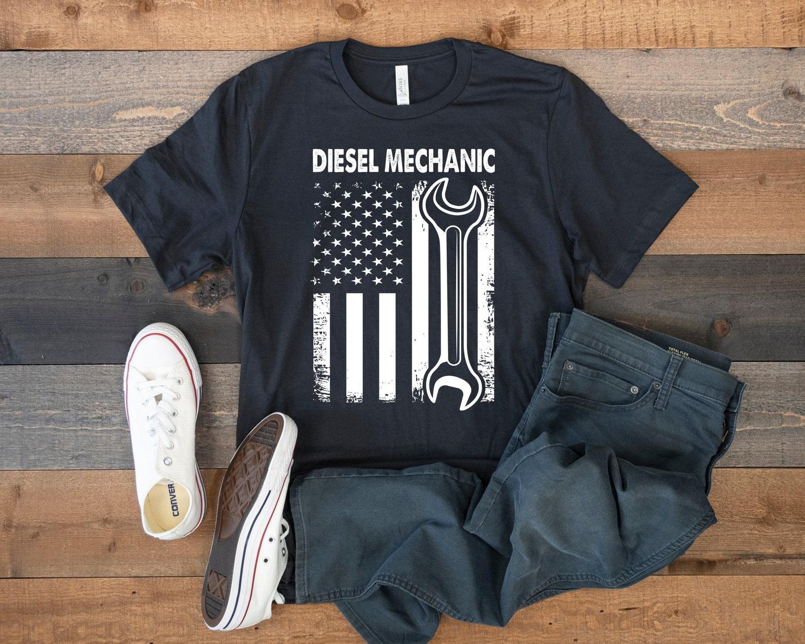Diesel Mechanic USA Flag T-Shirt, Diesel Mechanics Tank Top, T-shirt, T-shirt,T-shirt M