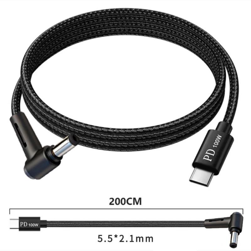 Type C To DC5521 Charging Cable 5.5x2.1mm 5.5x2.5mm Straight Angled Design Adapter Cord Flexible Power Supply