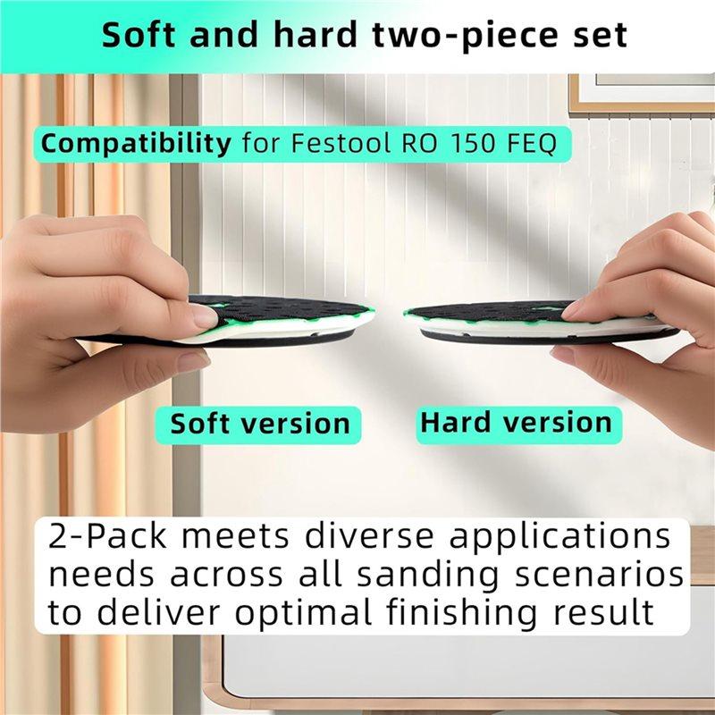 Aug. Soft Sanding Pad + Hard Sanding Pad For Festool RO 150 FEQ Sander, 6 Inch Back-Up Sanding Discs (4-Pack)