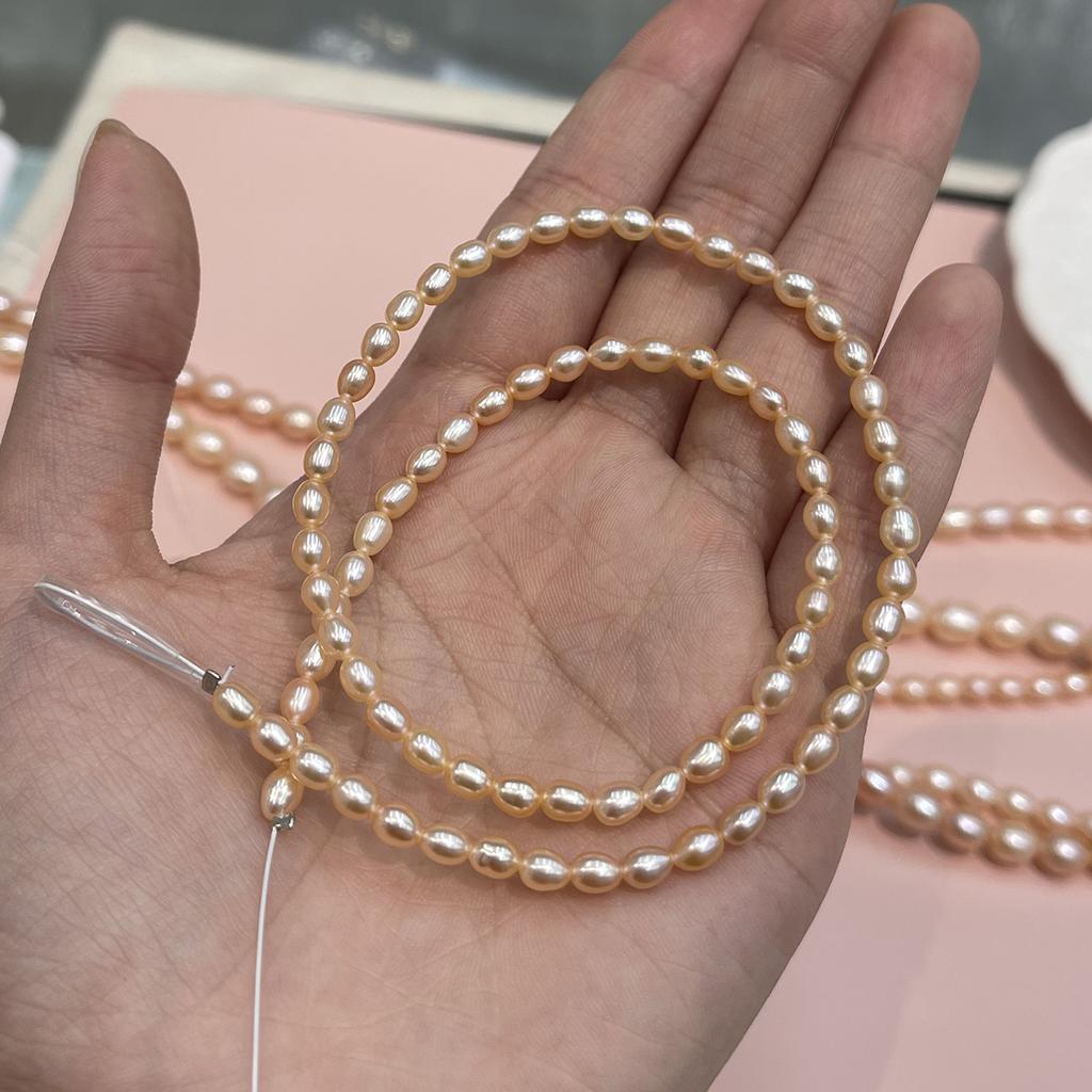 1 String AAA Grade Pink Freshwater Rice Pearl Beads 3-9mm, 36cm Strand, Premium Natural Pearl Beading Supplies, Loose Beads for DIY Handmade Jewelry