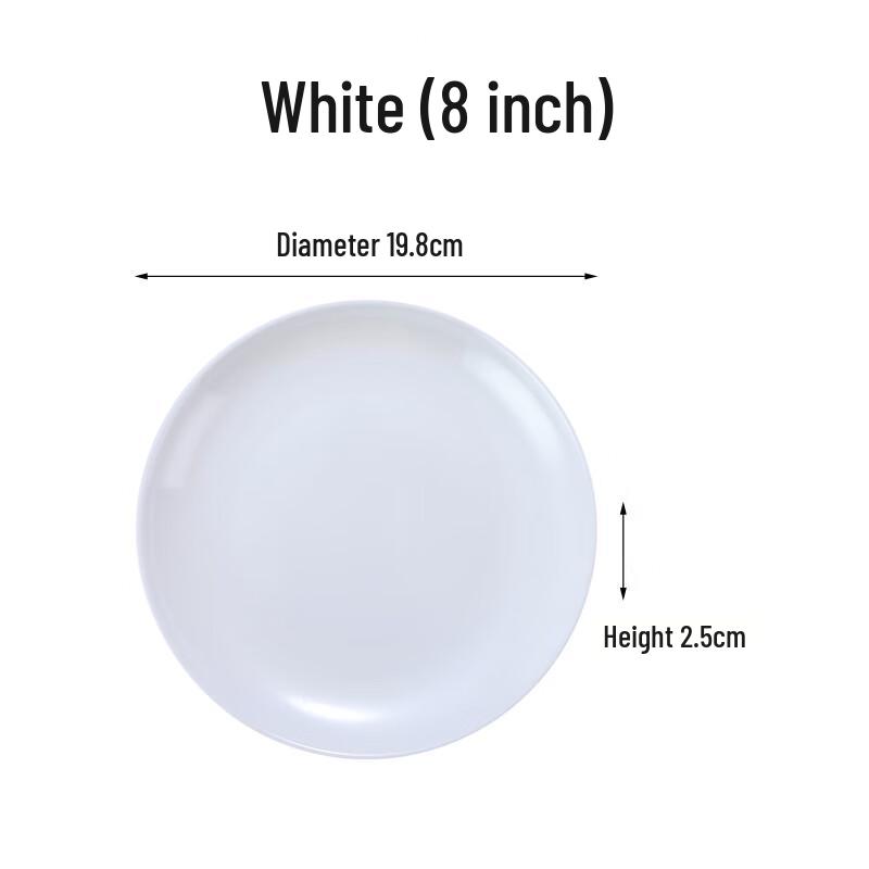 8-inch White Commercial Melamine Buffet Plates