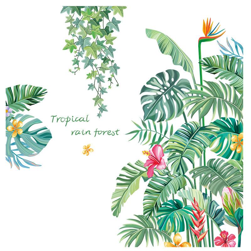 Creative Green Plant Wall Stickers Self-Adhesive 3D Wallpaper Removable Decorative Patterns for Home Background Wall Art