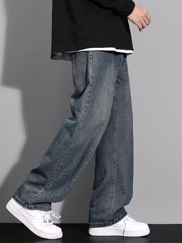 Men's American Retro High Street Loose Ripped Jeans: Trendy, Versatile Long Pants