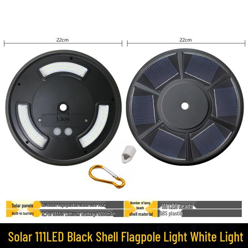 Waterproof Solar LED Flagpole Light - 26 Beads, Ideal for Outdoor, Camping, Courtyard, and Tent Illumination