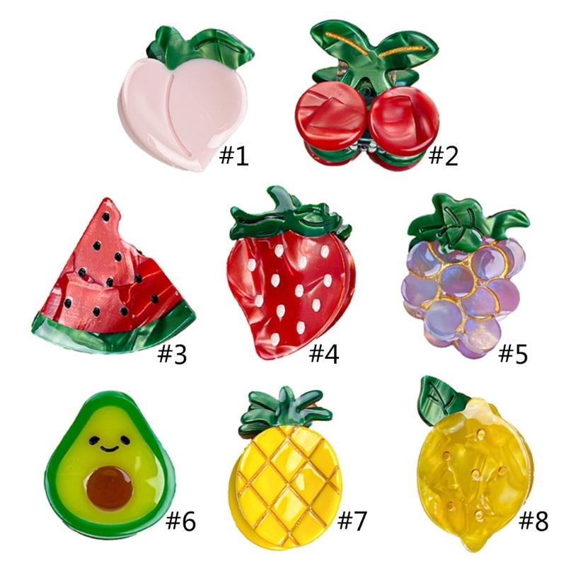 Internet Celebrity Taking Photo Side Bangs Hair Claw with Mini Fruit Shape Hair Catch for Woman Teens Braids Side Bangs