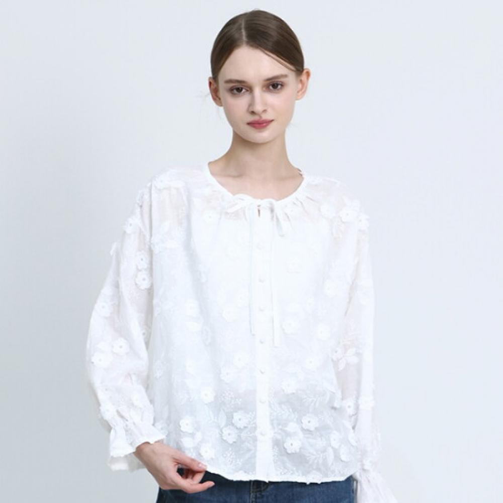Ozoc 3d Flower Embroidery Pattern Long Sleeve Blouse Ozoc 001