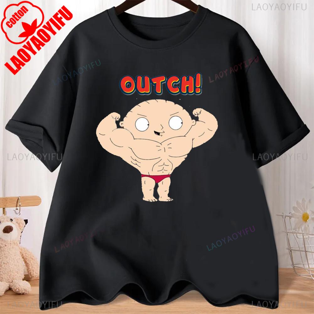 FMILY GUY Stewie Tattoo Brian Cartoon FMILY GUY Bedrucktes T-Shirt für Fitnesstraining, Joggen und Outdoor-Aktivitäten