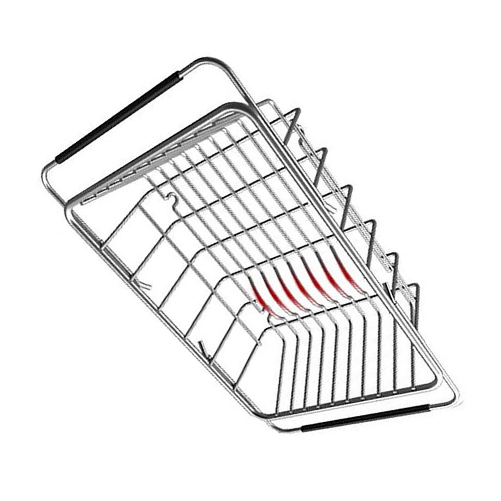 Coș de scurgere pentru chiuvetă Oțel inoxidabil Uscător de vase de bucătărie Extensibil Raft de uscare pentru chiuvetă pentru veselă