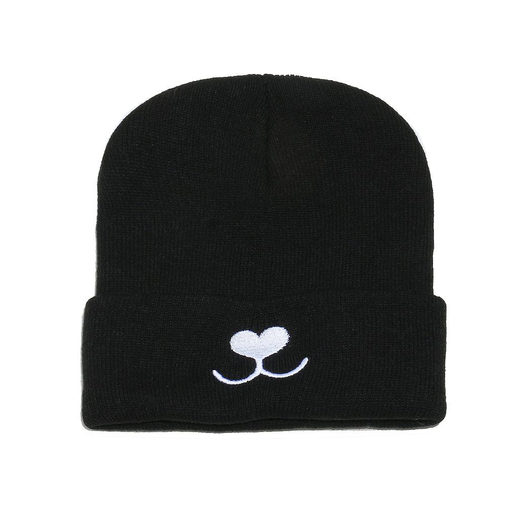 Temu Autumn and Winter New Wool Hat Cute Bear Embroidered Knitted Hat Brimless Cap Thermal Pullover Hat Women