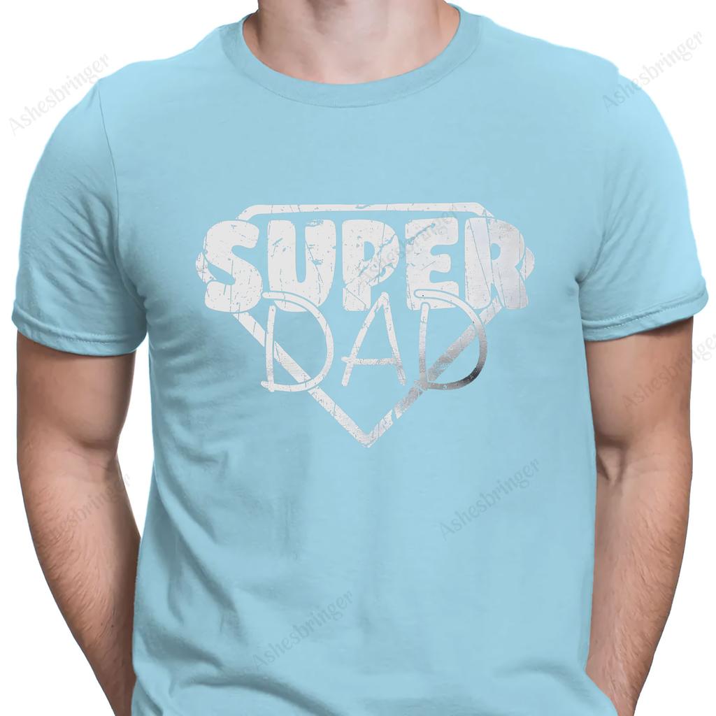 Super Dad Graphic Novelty Crew Neck Fathers Day T Shirt Funny Dad Gift Tee Street Casual Style Tops for Men and Women