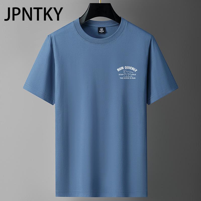 JPNTKY Bawełniany T-shirt z Krótkim Rękawem Męska Moda Luźna Koszulka z Półrękawem Drukowana Współczująca Koszulka