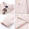 Japanese Vintage Plaid Tie Striped Shirt Loose Fit Couple Casual Top Teens