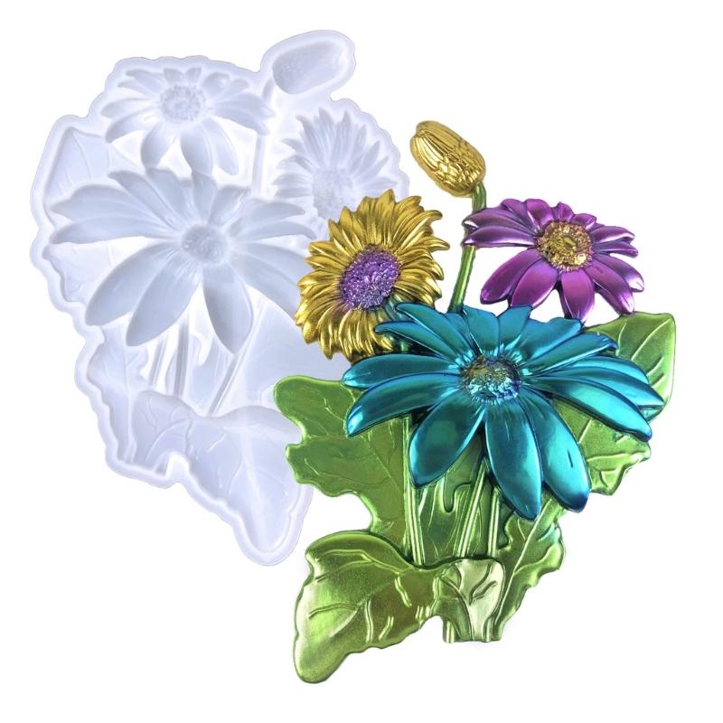 3D Sunflower Silicone Mold DIY Epoxy Resin Mold for Wall Desktop Decoration Hanging Pendant Concrete Plaster Mould Craft