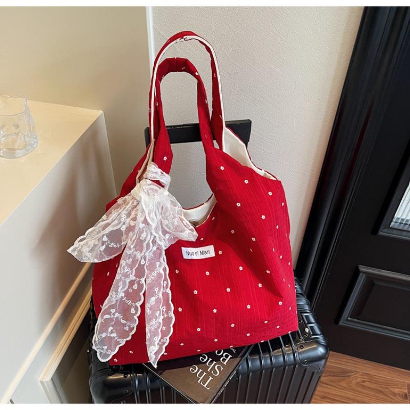 

Пасторальная холщовая сумка с цветочным принтом, женская новая сумка-тоут для поездок на работу большой вместимости, сумка для отдыха и шопинга бордовый