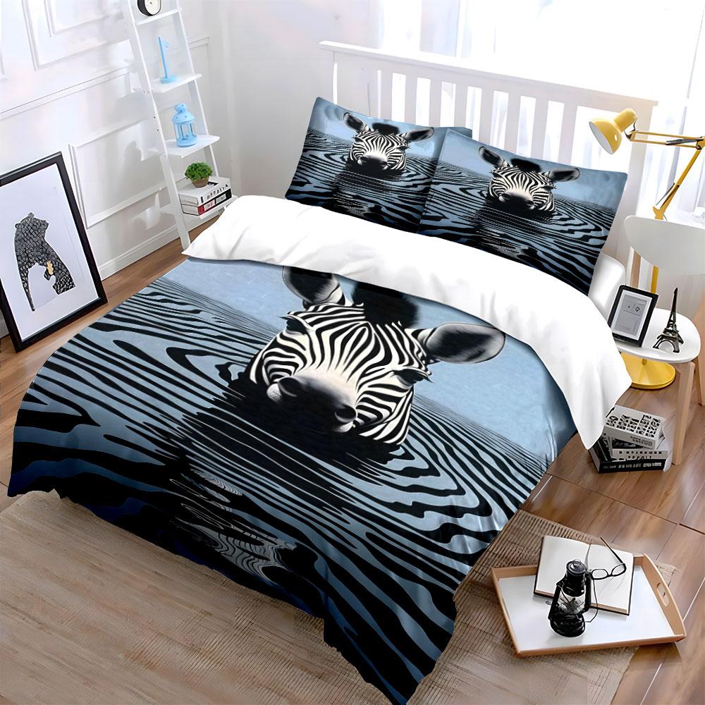 Zebra In Rippling Water. Bedding Sets Duvet Cover Sets Duvet Covers Pillowcases(1*Duvet Cover 2*Pillowcases Without Duvet Insert)