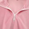 Womens Fall Winter Street Style 2-Piece Tracksuit Set Pink Polo Neck Top Velvet Pants