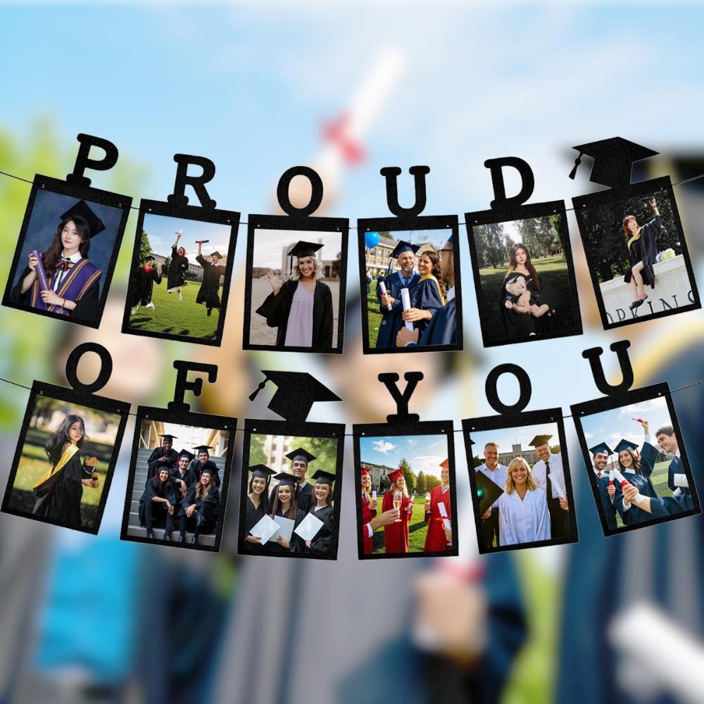 Proud of You Graduation Photo Banner Celebrate Paper Picture Banner Personalized Graduation Hanging Decor Classmates